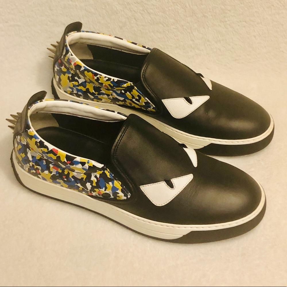 Fendi Monster Eyes Confetti Leather Skate Sneakers - Picture 3 of 8